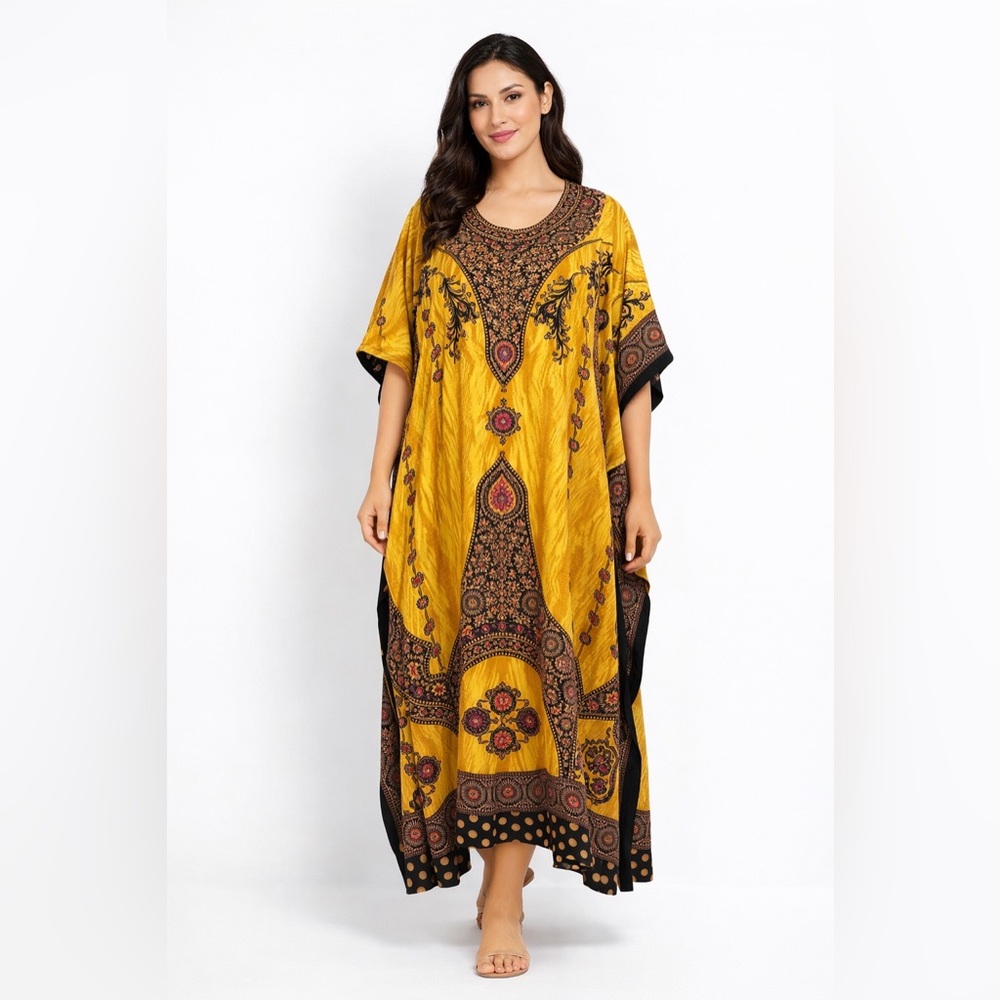 Santé Classics Gold Kaftan / Muumuu – One Size – NWT